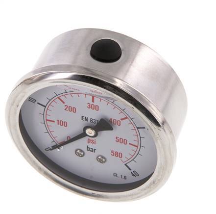 0..40 Bar (0..580 psi) Glycerin Pressure Gauge Rear Stainless steel/Brass 63 mm Class 1.6