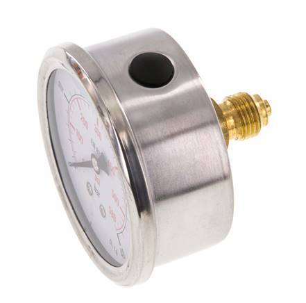 0..40 Bar (0..580 psi) Glycerin Pressure Gauge Rear Stainless steel/Brass 63 mm Class 1.6