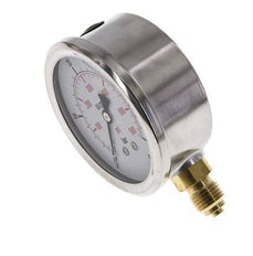 0..40 Bar (0..580 psi) Manómetro de glicerina Abajo Acero inoxidable/Latón 63 mm Clase 1.6