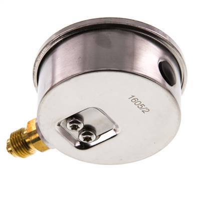 0..4 Bar (0..58 psi) Glycerin Pressure Gauge Below Stainless steel/Brass 63 mm Class 1.6