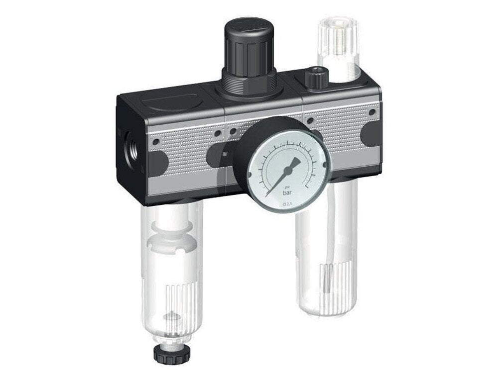 FRL 3-Part G1/4'' 1200 l/min 0.1-3.0bar/1-44psi Semi-Auto Polycarbonate Multifix 1