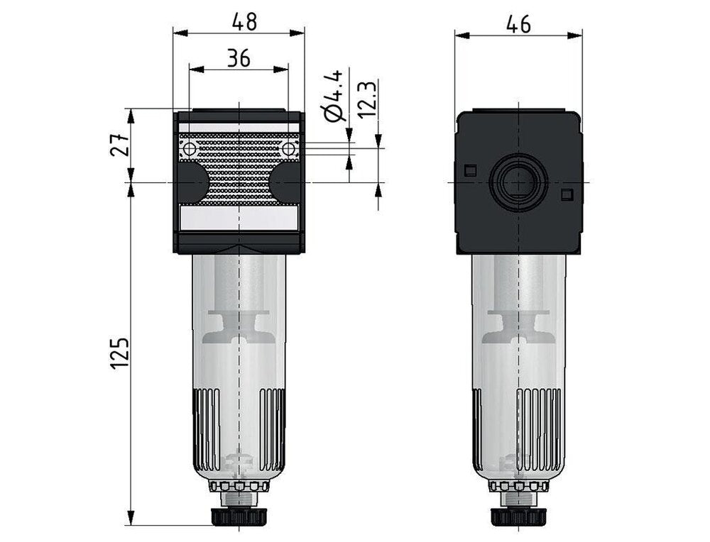 Filter 5microns G1/4'' 2000 l/min Auto Protective Cage Polycarbonate Multifix 1