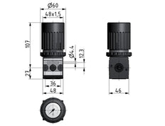 Regulador de presión para ensamblaje de colector G1/4'' 2250l/min 0.2-6.0bar/3-87psi de fundición de zinc Multifix 1