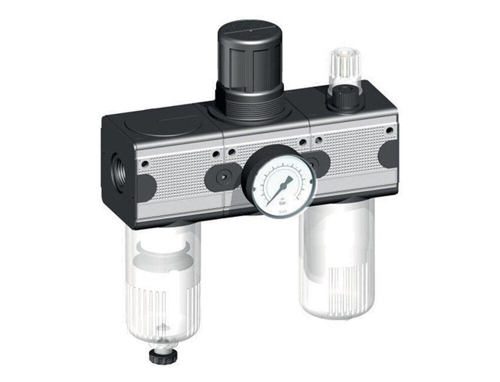 FRL 3-Part G1/2'' 5800 l/min 0.5-10.0bar/7-145psi Semi-Auto Protective Cage Polycarbonate Multifix 2