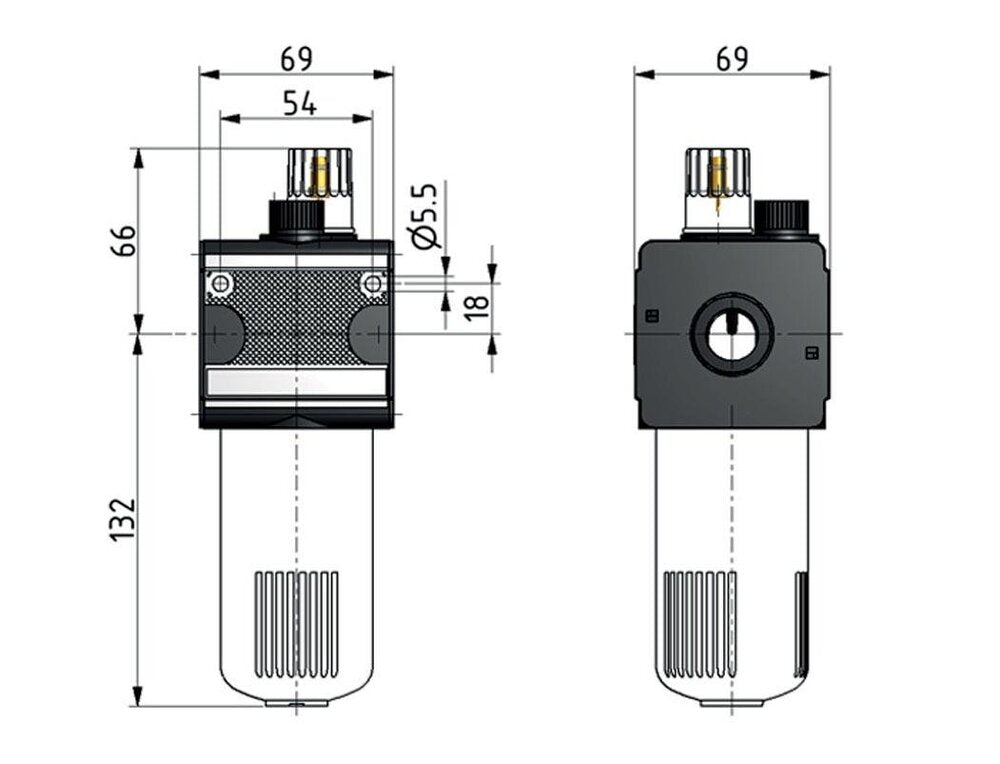 Lubricador de micro niebla de aceite G1/2'' Monitoreo de nivel eléctrico Policarbonato Multifix 2