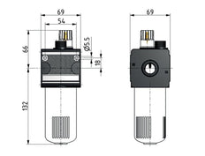 Lubricador de micro niebla de aceite G1/2'' Monitoreo de nivel eléctrico Policarbonato Multifix 2