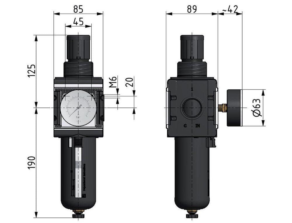 Filter-Regulator G3/4'' 12000 l/min 0.2-6.0bar/3-87psi Semi-Auto Metal Multifix 4