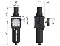 Filter-Regulator G1'' 12000 l/min 0.5-16.0bar/7-232psi Semi-Auto Polycarbonate Multifix 4