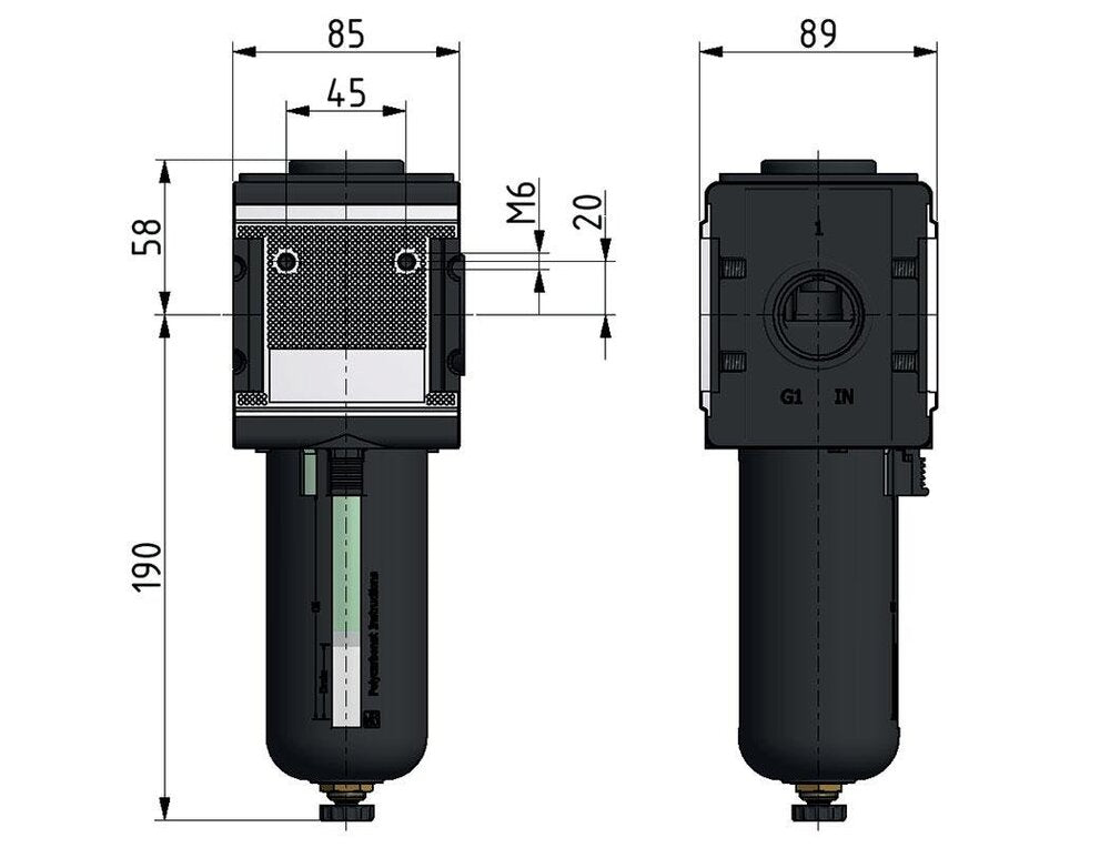 Microfiltro 0.01micrones G3/4'' 1500l/min Jaula de Protección Semiautomática de Policarbonato Multifix 4