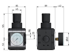 Pressure Regulator G3/4'' 12000 l/min 0.5-10.0bar/7-145psi Aluminium Multifix 4