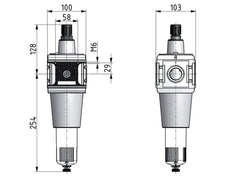 Filtro regulador G1'' 15000l/min 0,5-16,0bar/7-232psi Jaula de protección Multifix 5