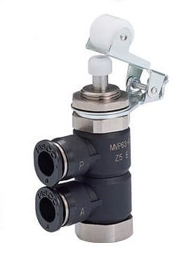 6mm Normally Closed Open-Air Exhaust Panel Mount Roller Type 3/2-Way Mechanical Valve