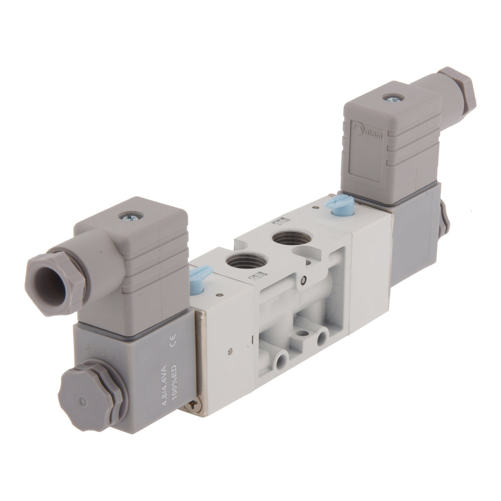 NPT 1/4'' 110V AC 5/3 vías Válvula de solenoide de presión central 3-8 ...