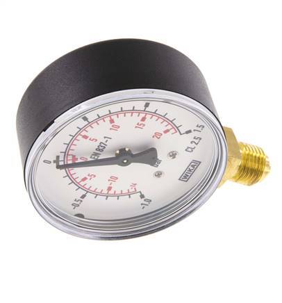 -1..1.5 Bar (-15..22 psi) Pressure Gauge Below Plastic/Brass 63 mm Class 2.5