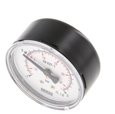 -1..3 Bar (-15..44 psi) Pressure Gauge Rear Steel/Brass 63 mm Class 1.6