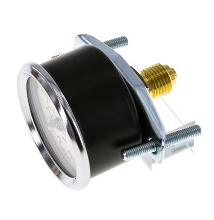 0..100 Bar (0..1450 psi) Panel Mount Pressure Gauge Steel/Brass 50 mm Class 2.5 (Bracket)