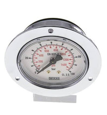 0..100 Bar (0..1450 psi) Panel Mount Pressure Gauge Steel/Brass 63 mm Class 2.5 (Front Panel)