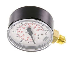 0..100 Bar (0,1450 psi) Manómetro por debajo de acero / latón 63 mm Clase 1.6