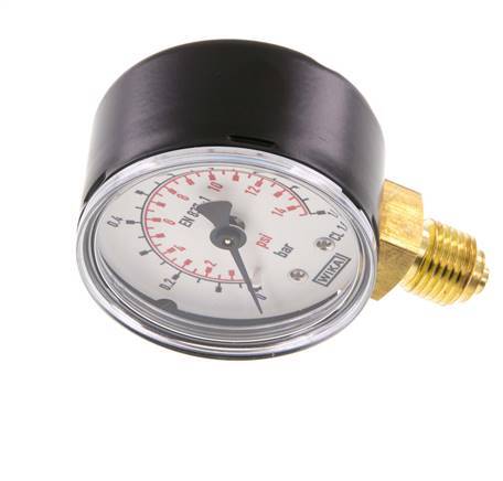 0..1 Bar (0..15 psi) Pressure Gauge Below Steel/Brass 50 mm Class 1.6