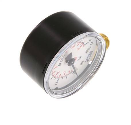 Manómetro de presión por debajo de acero / latón 50 mm Clase 1.6