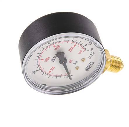 0..160 Bar (0..2321 psi) Pressure Gauge Below Plastic/Brass 63 mm Class 2.5