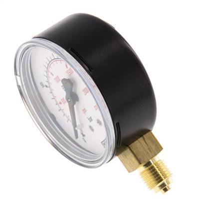 0..160 Bar (0..2321 psi) Manómetro por debajo de acero / latón 63 mm Clase 1.6