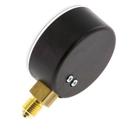 Manómetro de presión debajo de plástico / latón 63 mm Clase 2.5