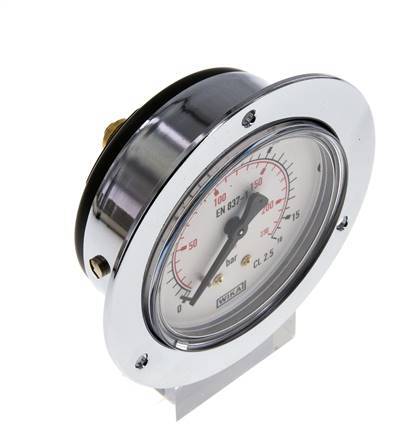 0..16 Bar (0..232 psi) Panel Mount Pressure Gauge Steel/Brass 63 mm Class 2.5 (Front Panel)