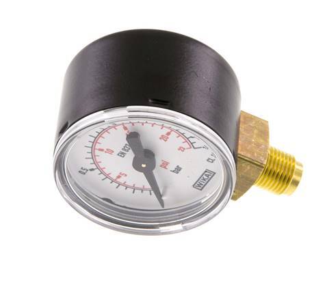 0..1.6 Bar (0..23 psi) Pressure Gauge Below Steel/Brass 40 mm Class 1.6