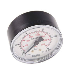 0..250 Bar (0..3626 psi) Pressure Gauge Rear Plastic/Brass 63 mm Class 2.5