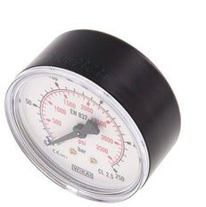 0..250 Bar (0..3626 psi) Pressure Gauge Rear Plastic/Brass 63 mm Class 2.5