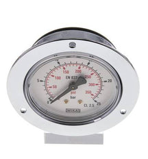 0..25 Bar (0..363 psi) Panel Mount Pressure Gauge Steel/Brass 63 mm Class 2.5 (Front Panel)