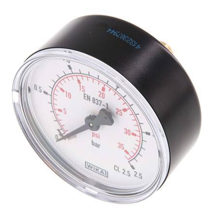 0..2.5 Bar (0..36 psi) Pressure Gauge Rear Plastic/Brass 63 mm Class 2.5