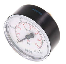 0..2.5 Bar (0..36 psi) Pressure Gauge Rear Plastic/Brass 63 mm Class 2.5
