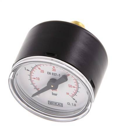0.4 Bar (0..58 psi) Manómetro Acero trasero / latón 40 mm Clase 1.6