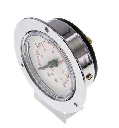 0..4 Bar (0..58 psi) Panel Mount Pressure Gauge Steel/Brass 63 mm Class 2.5 (Front Panel)