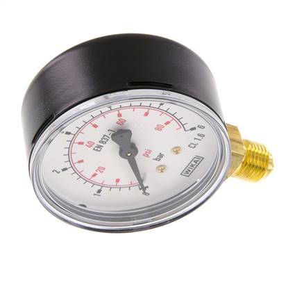 Manómetro de presión por debajo de acero / latón 63 mm Clase 1.6