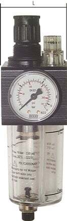 FRL G1'' 3400 l/min 0.5-6.0bar/7-87psi Manual Protective Cage Polycarbonate Combo 2