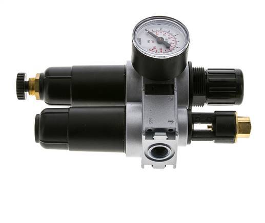 FRL 2-Part G1/4'' 700 l/min 0.2-6.0bar/3-87psi Semi-Auto 40 mm Pressure Gauge Metal Multifix 0
