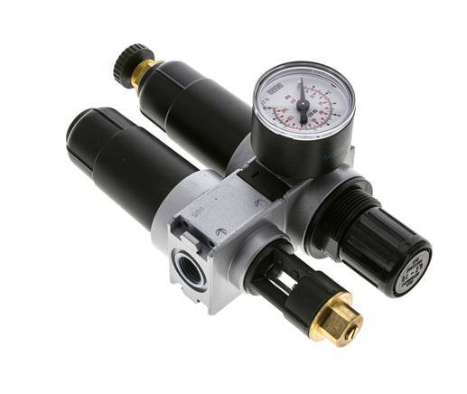 FRL 2-Part G1/4'' 700 l/min 0.2-6.0bar/3-87psi Semi-Auto 40 mm Pressure Gauge Metal Multifix 0
