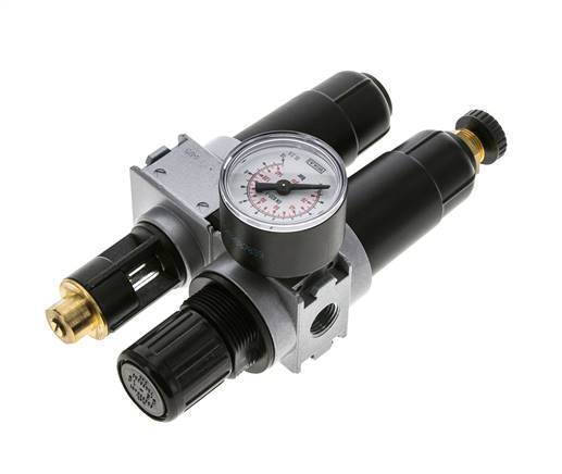 FRL 2-Part G1/4'' 700 l/min 0.2-6.0bar/3-87psi Semi-Auto 40 mm Pressure Gauge Metal Multifix 0