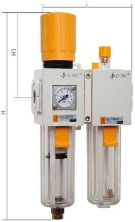 FRL G3/8'' 1800 l/min 0.5-9.0bar/7-130psi Auto Double-Walled Plastic EMC 3A