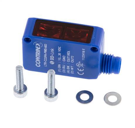 Barrera fotoeléctrica de reflexión 3-1500 mm M8 4 contactos