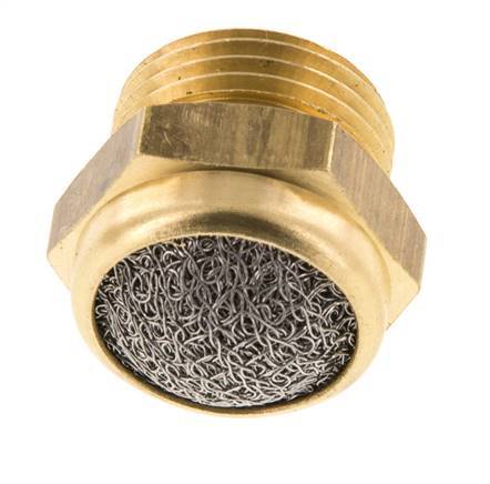 G3/8'' Brass Compact Pneumatic Muffler 1.4301 Wire Mesh [2 Pieces]