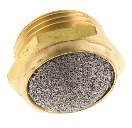 Silenciador Neumático Compacto de Latón G1'' 1.4301 Malla Metálica