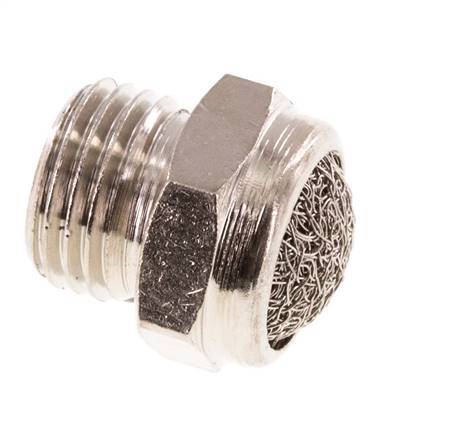 Silenciador Neumático Compacto de Latón Niquelado G1/4'' 1.4301 Malla Metálica [5 Piezas]