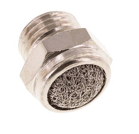 Silenciador Neumático Compacto de Latón Niquelado G1/4'' 1.4301 Malla Metálica [5 Piezas]