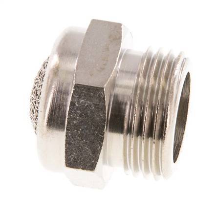 Silenciador Neumático Compacto de Latón Niquelado G3/8'' 1.4301 Malla Metálica [2 Piezas]