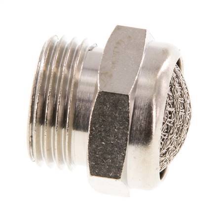 Silenciador Neumático Compacto de Latón Niquelado G3/8'' 1.4301 Malla Metálica [2 Piezas]