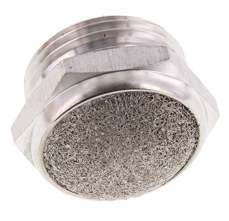 G1'' Stainless Steel Compact Pneumatic Muffler 1.4301 Wire Mesh